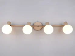 Deckenstrahler BOBA 4-flammig aus Metall in Beige mit Glasschirmen, Breite 70cm