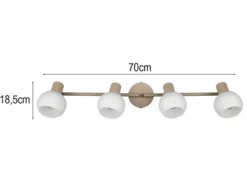 Deckenstrahler BOBA 4-flammig aus Metall in Beige mit Glasschirmen, Breite 70cm