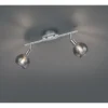Deckenstrahler BREST 2-flammig Chrom mit Rauchglas, Breite 40cm