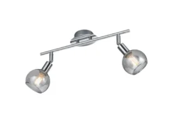 Deckenstrahler BREST 2-flammig Chrom mit Rauchglas, Breite 40cm