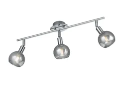 Deckenstrahler BREST 3-flammig Chrom mit Rauchglas, Breite 58cm