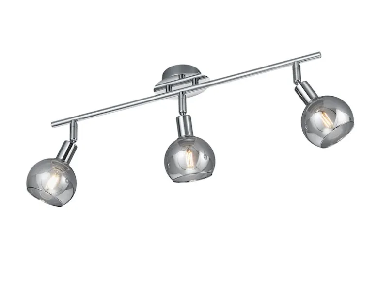 Deckenstrahler BREST 3-flammig Chrom mit Rauchglas, Breite 58cm
