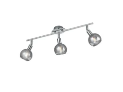Deckenstrahler BREST 3-flammig Chrom mit Rauchglas, Breite 58cm