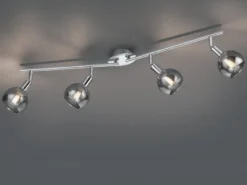 Deckenstrahler BREST 4-flammig Chrom mit Rauchglas, Breite 85cm