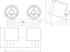 Deckenstrahler BURTON 2 flammig Stoff Organza Schwarz Weiß, Breite 32,5cm