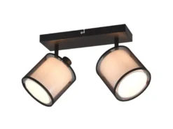 Deckenstrahler BURTON 2 flammig Stoff Organza Schwarz Weiß, Breite 32,5cm