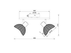 Deckenstrahler CALVI 2-flammig Weiß, Lampenschirme Rattan, Breite 40cm