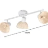 Deckenstrahler CALVI 3-flammig Weiß, Lampenschirme Rattan, Breite 59cm