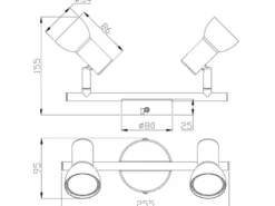 Deckenstrahler CANTAR 2-flammig Metall Weiß, Breite 25,5cm