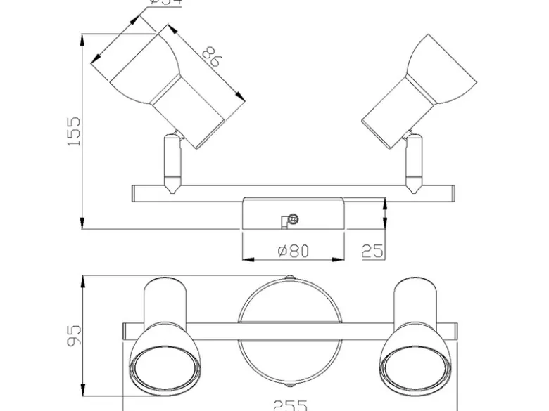 Deckenstrahler CANTAR 2-flammig Metall Weiß, Breite 25,5cm