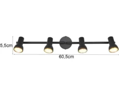 Deckenstrahler CANTAR 4-flammig Metall Schwarz, Breite 60,5cm