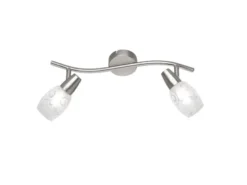 Deckenstrahler COLMAR 2-flammig Silber mit Dekorglas satiniert, Breite 39cm