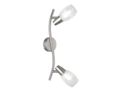 Deckenstrahler COLMAR 2-flammig Silber mit Dekorglas satiniert, Breite 39cm