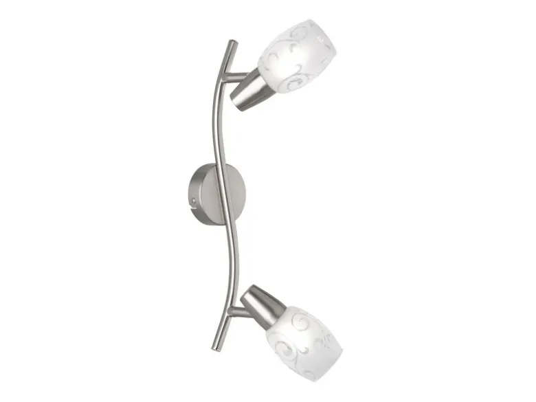 Deckenstrahler COLMAR 2-flammig Silber mit Dekorglas satiniert, Breite 39cm