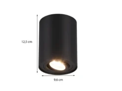 Deckenstrahler COOKIE Schwarz mit schwenkbarem GU10 Spot, Ø 9,6cm