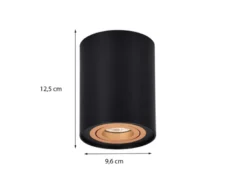 Deckenstrahler COOKIE Schwarz-Gold mit schwenkbarem GU10 Spot, Ø 9,6cm