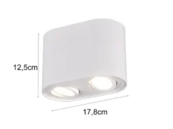 Deckenstrahler COOKIE Weiß 2-flammig Spots schwenkbar, Breite 17cm