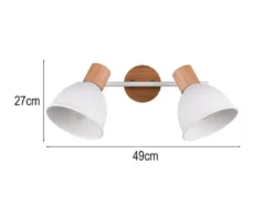 Deckenstrahler DELUME 2-flammig aus Metall in Weiß & Holzoptik, Breite 49cm