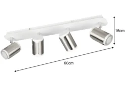 Deckenstrahler GILLAN 4-flammig Metall Weiß / Silber, Breite 60cm