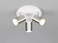 Deckenstrahler GILLAN 3-flammig Metall Weiß / Silber, rund Ø 30cm