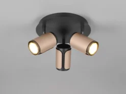 Deckenstrahler GILLAN 3-flammig Metall Schwarz / Coffee, rund Ø 30cm