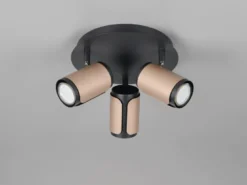 Deckenstrahler GILLAN 3-flammig Metall Schwarz / Coffee, rund Ø 30cm