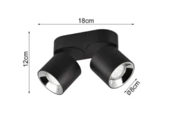 Deckenstrahler GUAYANA Schwarz 2 Spots schwenkbar, Breite 18cm