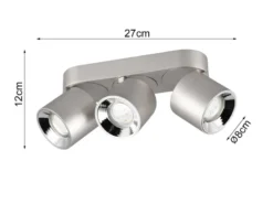 Deckenstrahler GUAYANA Silber 3 Spots schwenkbar, Breite 27cm