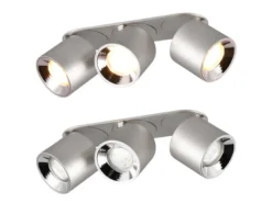 Deckenstrahler GUAYANA Silber 3 Spots schwenkbar, Breite 27cm