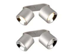 Deckenstrahler GUAYANA Silber 2 Spots schwenkbar, Breite 18cm