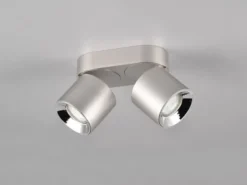Deckenstrahler GUAYANA Silber 2 Spots schwenkbar, Breite 18cm