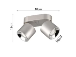Deckenstrahler GUAYANA Silber 2 Spots schwenkbar, Breite 18cm
