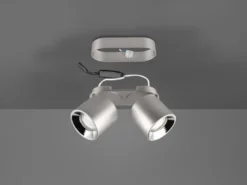 Deckenstrahler GUAYANA Silber 2 Spots schwenkbar, Breite 18cm