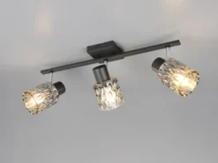 Deckenstrahler JACK 3-flammig mit Rauchglas Lampenschirmen, Breite 55cm