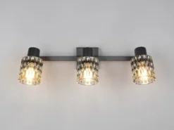 Deckenstrahler JACK 3-flammig mit Rauchglas Lampenschirmen, Breite 55cm