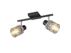 Deckenstrahler JACK 2-flammig mit Rauchglas Lampenschirmen, Breite 37cm
