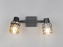 Deckenstrahler JACK 2-flammig mit Rauchglas Lampenschirmen, Breite 37cm