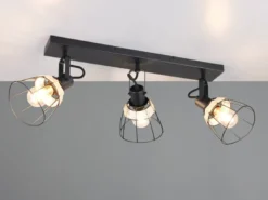 Deckenstrahler JEROME 3-flammig, Gitter & Rattan Schirme, Breite 62cm
