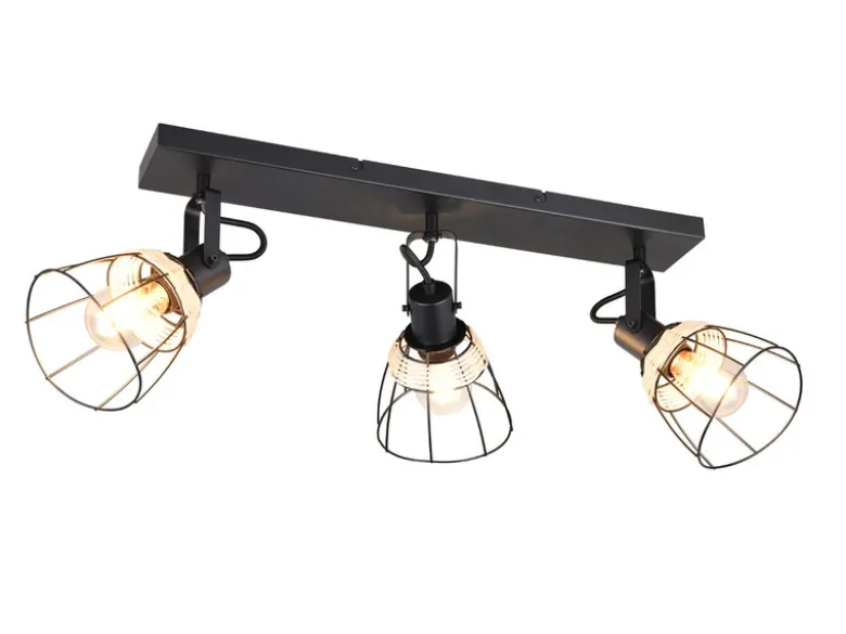 Deckenstrahler JEROME 3-flammig, Gitter & Rattan Schirme, Breite 62cm