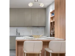 Deckenstrahler KRIS 2-flammig mit Glas Kristallen in Silber, Breite 28cm