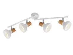 Deckenstrahler LATIKA aus Metall in Weiß & Holzoptik, Breite 71cm