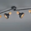 Deckenstrahler LATIKA aus Metall in Schwarz & Holzoptik, Breite 71cm