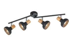 Deckenstrahler LATIKA aus Metall in Schwarz & Holzoptik, Breite 71cm