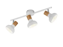 Deckenstrahler LATIKA aus Metall in Weiß & Holzoptik, Breite 47cm