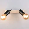 Deckenstrahler LYNAR 2-flammig aus Metall Schwarz mit Naturholz, Breite 31cm