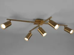 Deckenstrahler MARLEY Altmessing 5-flammig, Arme verstellbar, Breite 77,5cm