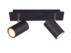 Deckenstrahler MARLEY Metall Schwarz mit 2 GU10 Spots schwenkbar, Breite 30cm