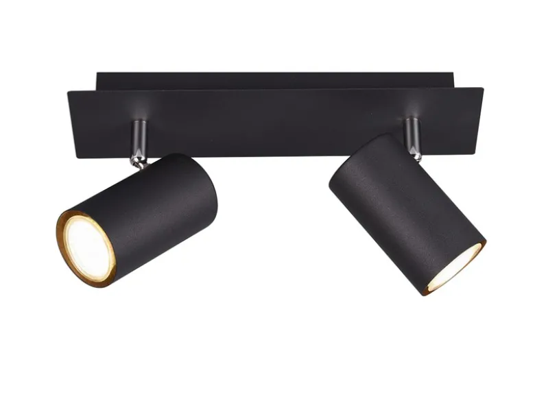 Deckenstrahler MARLEY Metall Schwarz mit 2 GU10 Spots schwenkbar, Breite 30cm