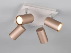 Deckenstrahler MARLEY Metall Coffee / Hellgrau 4-flammig, Quadrat 24cm