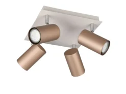 Deckenstrahler MARLEY Metall Coffee / Hellgrau 4-flammig, Quadrat 24cm